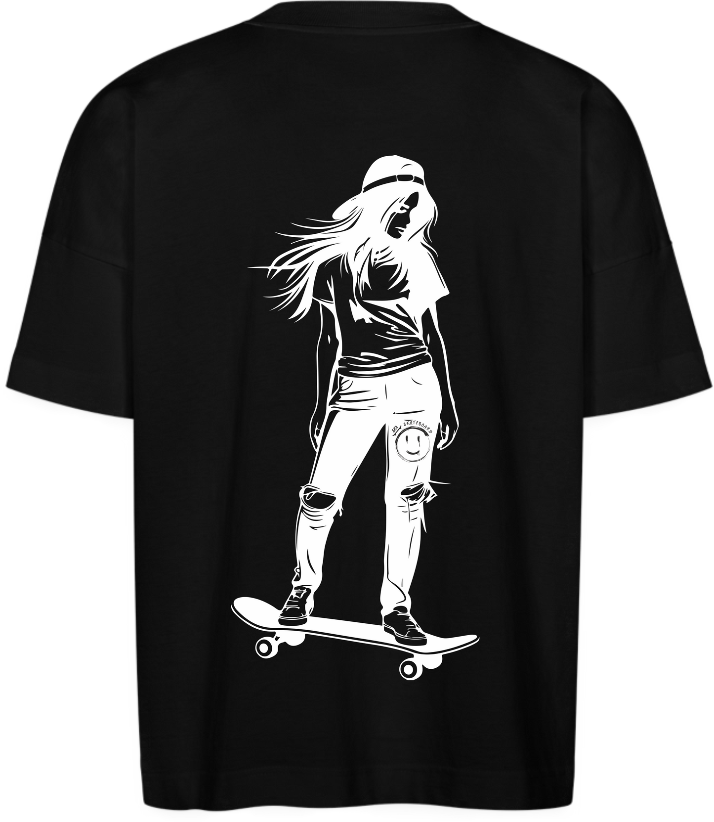 Oversize Shirt SkaterGirl Black and White