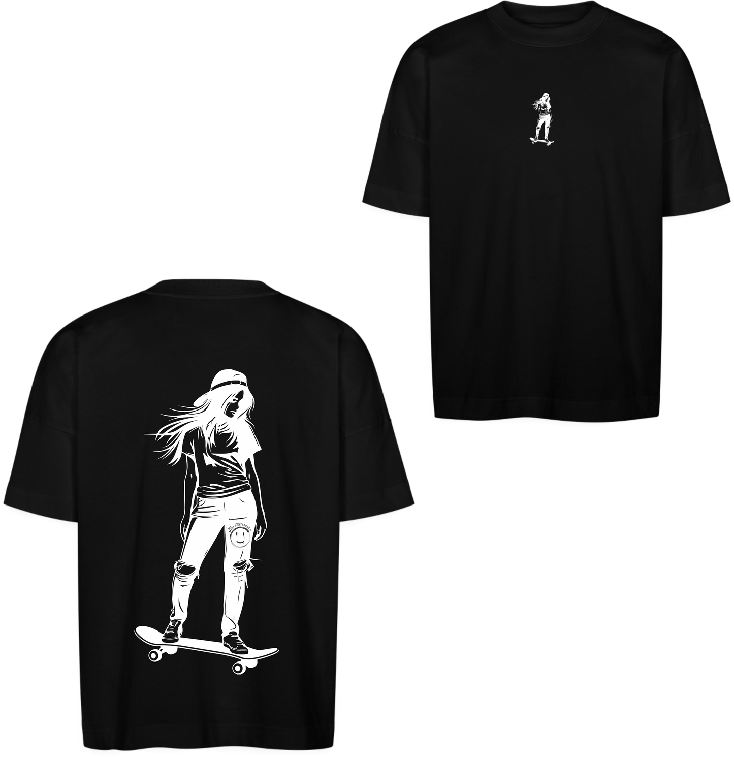 Oversize Shirt SkaterGirl Black and White