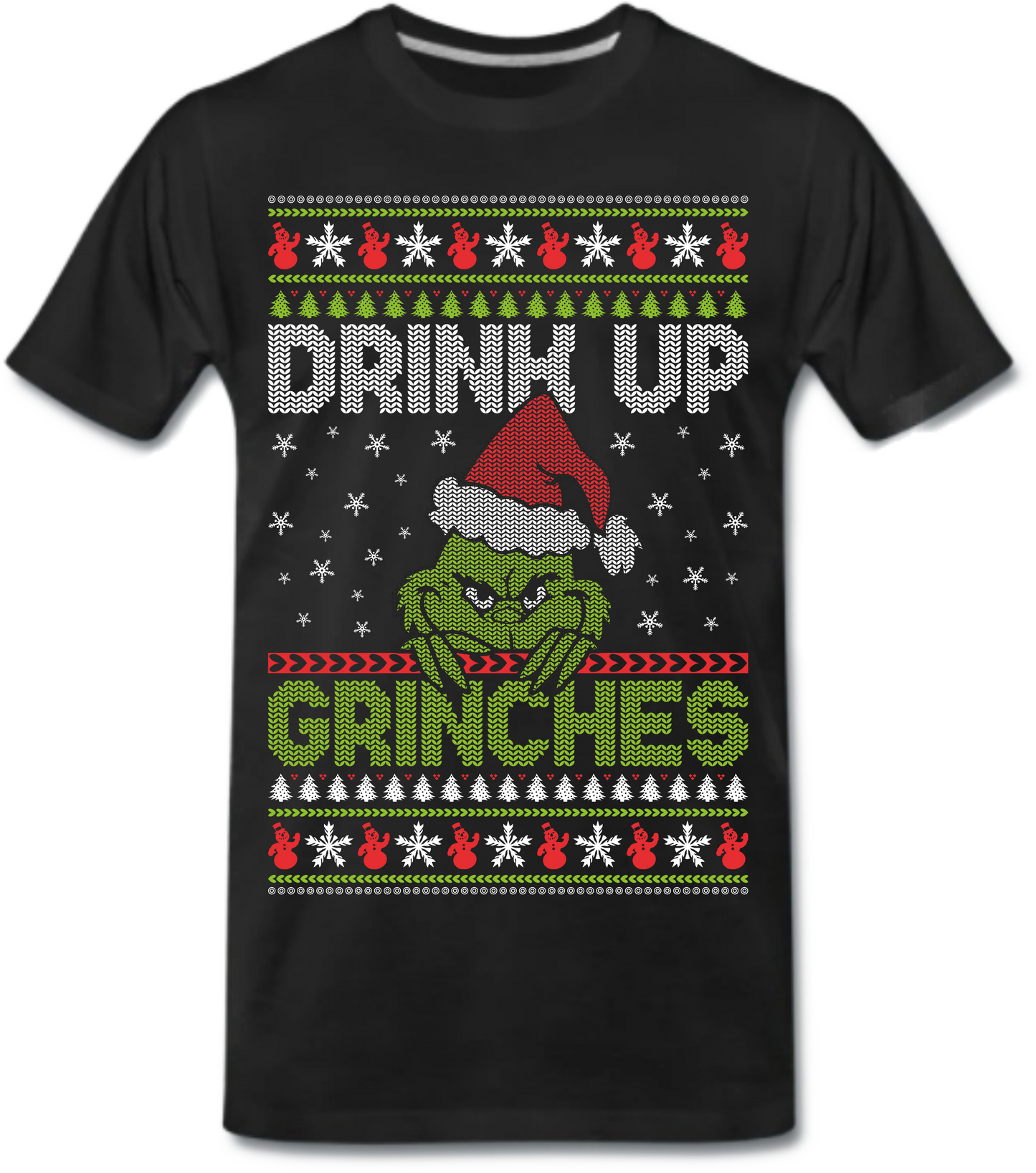 Hochwertiges T-Shirt mit Grinch-Weihnachtsmotiv